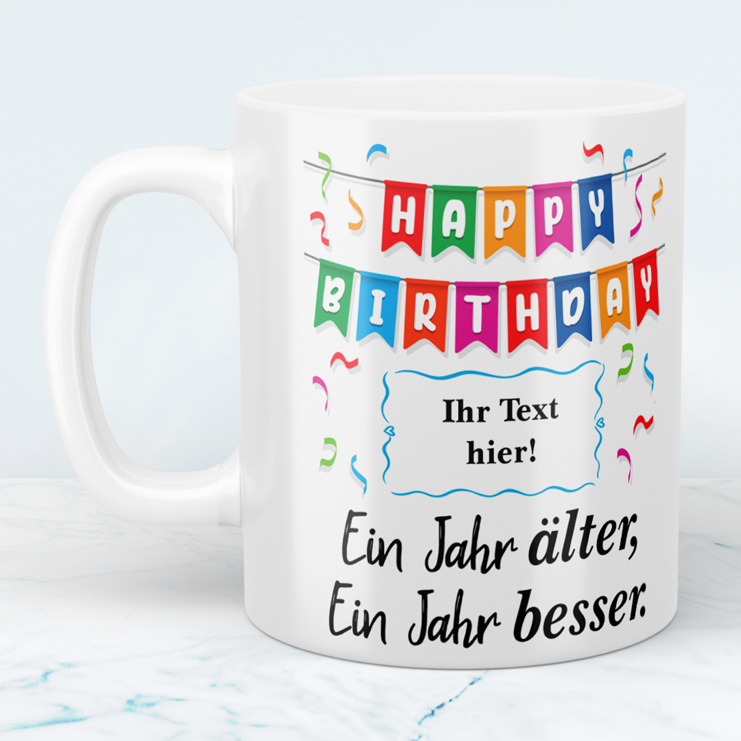 Personalisierte Happy Birthday Tasse – Bedruckte Tasse – Einzigartiges Geschenk zum Geburtstag
