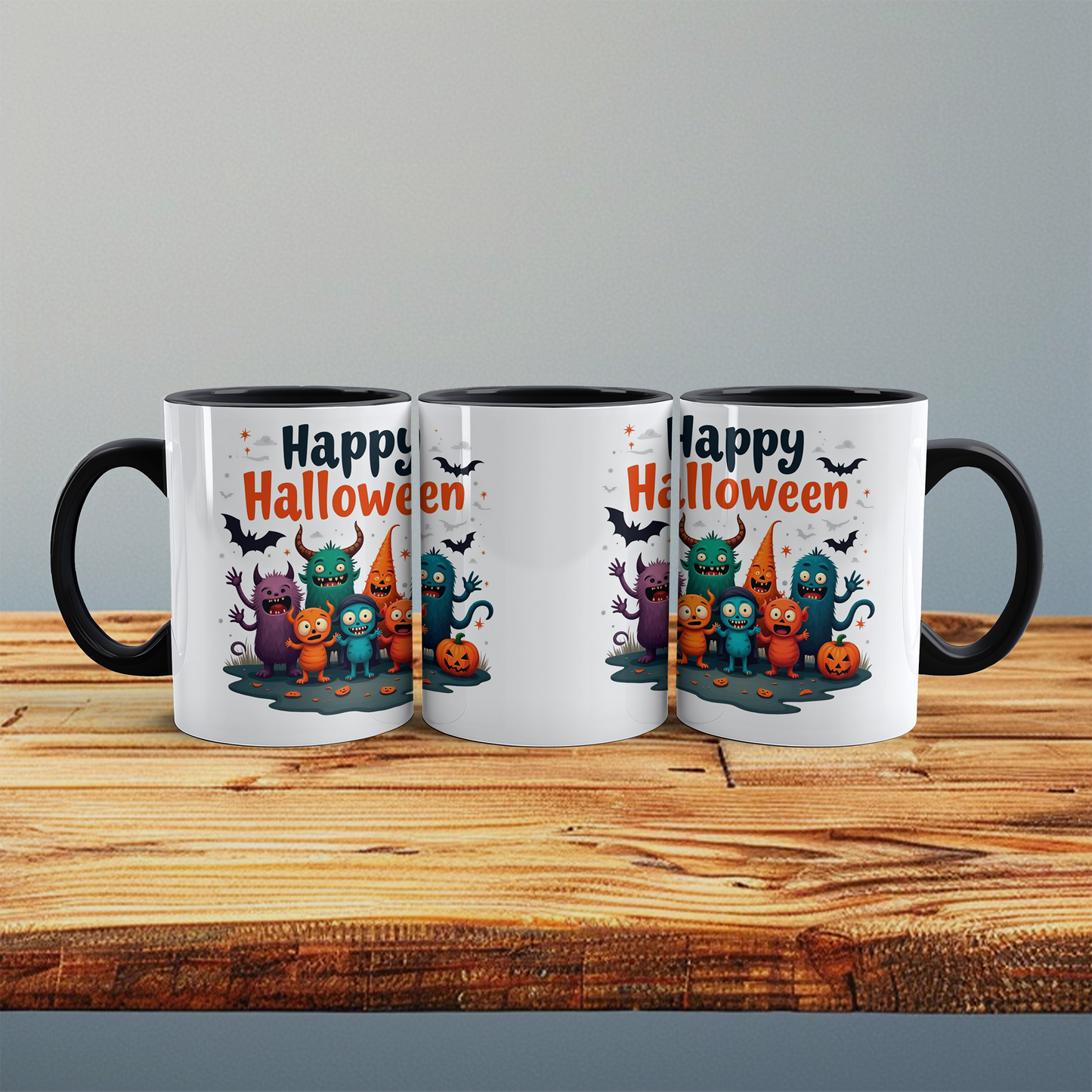 Fantasievolle Happy Halloween Tasse mit lustigen Figuren – Perfekt für Ihre gruselige Kaffeepause!