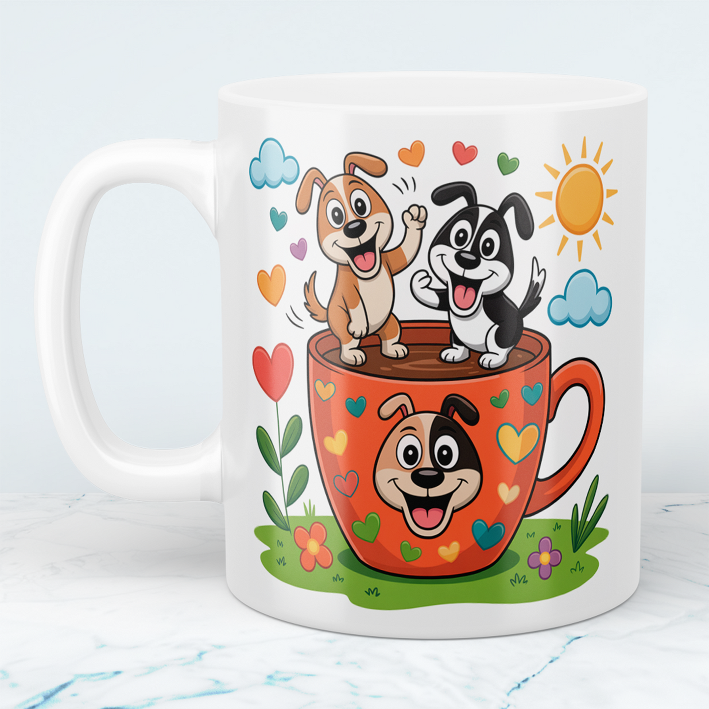 Lustige Hundetasse für Kinder: Süßes Cartoon-Design für einen fröhlichen Start!