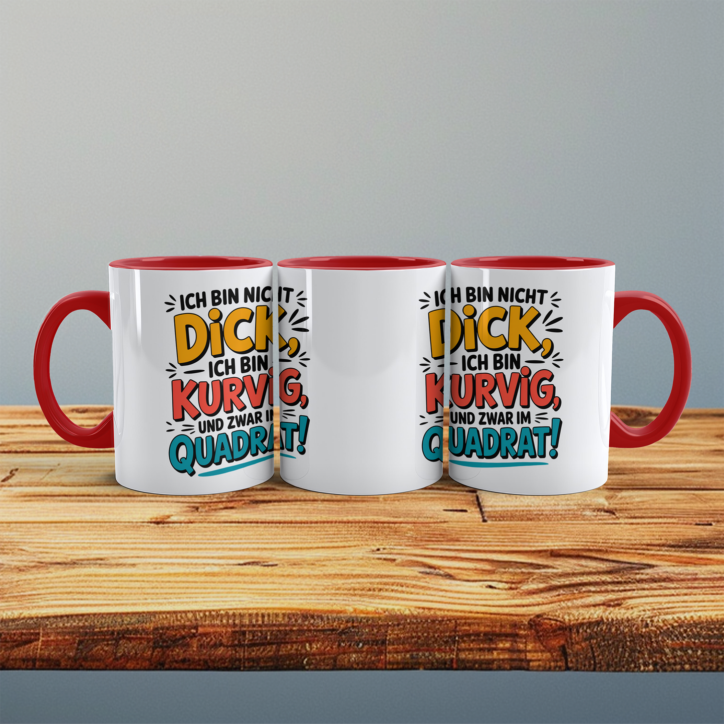 Ich bin nicht DICK, ich bin kurvig und zwar im QUADRAT! – Witzige Tasse für Kaffee-Liebhaber mit Humor und Stil!