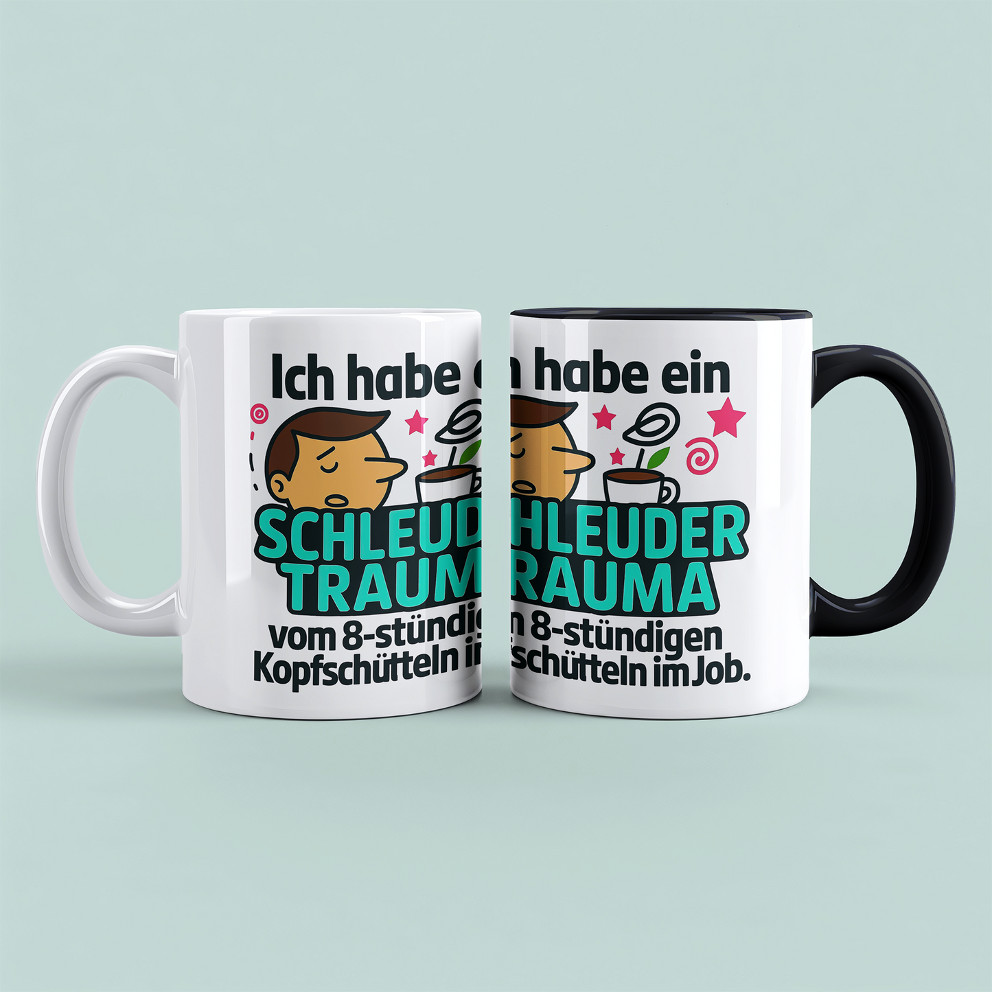 Bürohumor in Tassenform: Ich habe ein Schleudertrauma...! - Spass im Büro