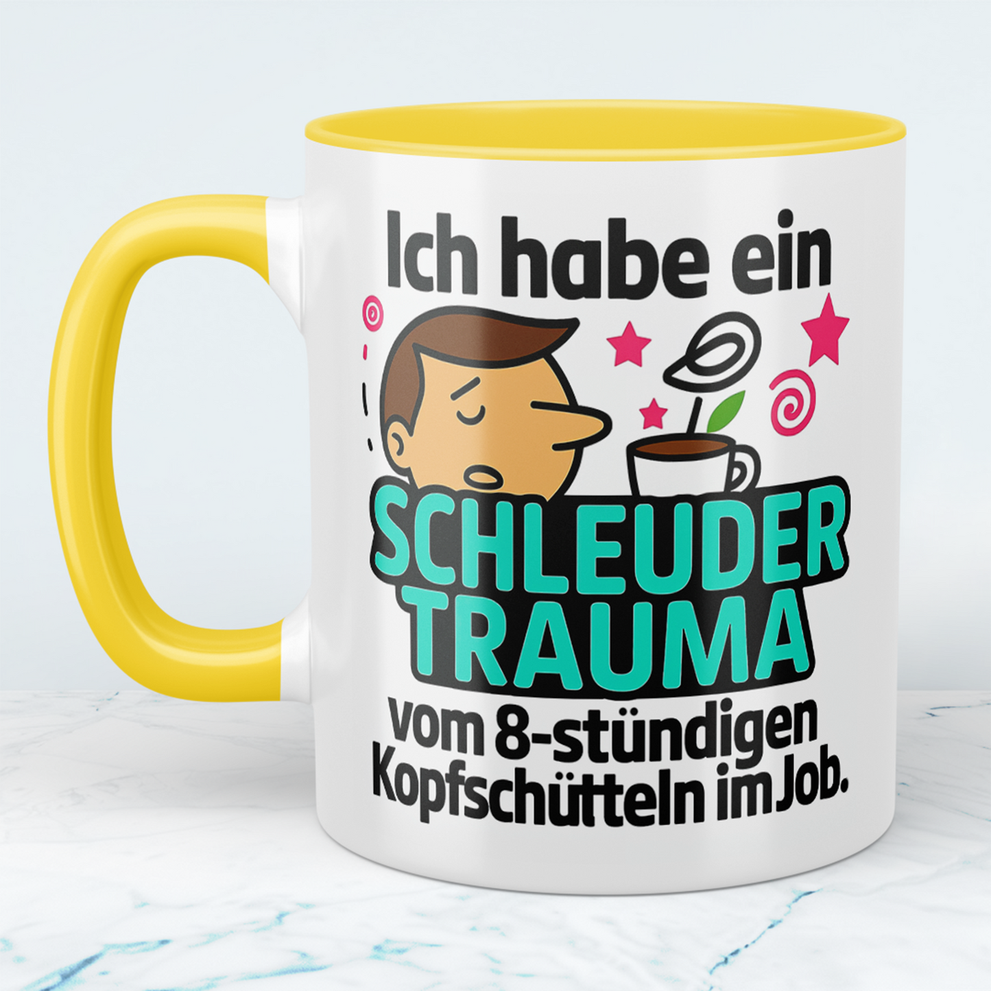 Bürohumor in Tassenform: Ich habe ein Schleudertrauma...! - Spass im Büro
