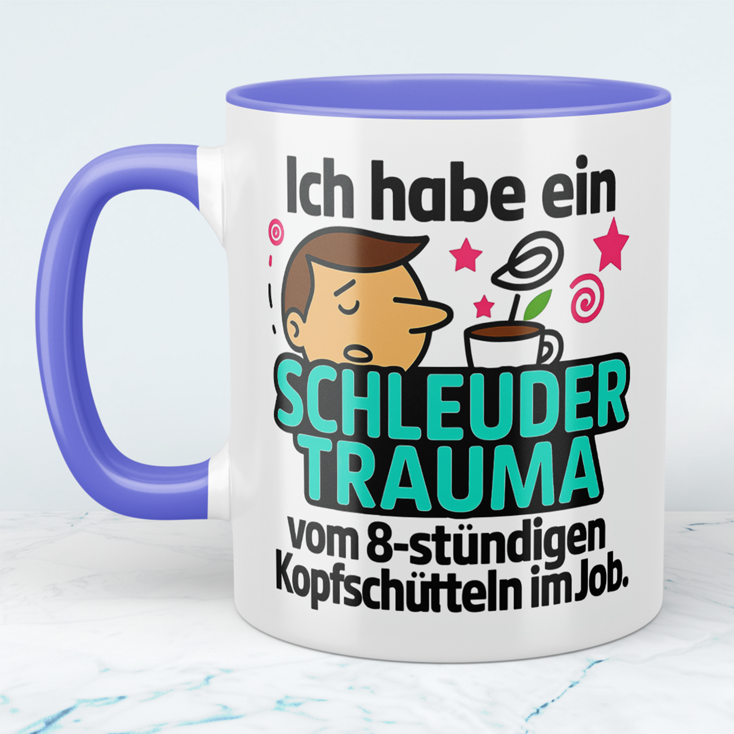 Bürohumor in Tassenform: Ich habe ein Schleudertrauma...! - Spass im Büro