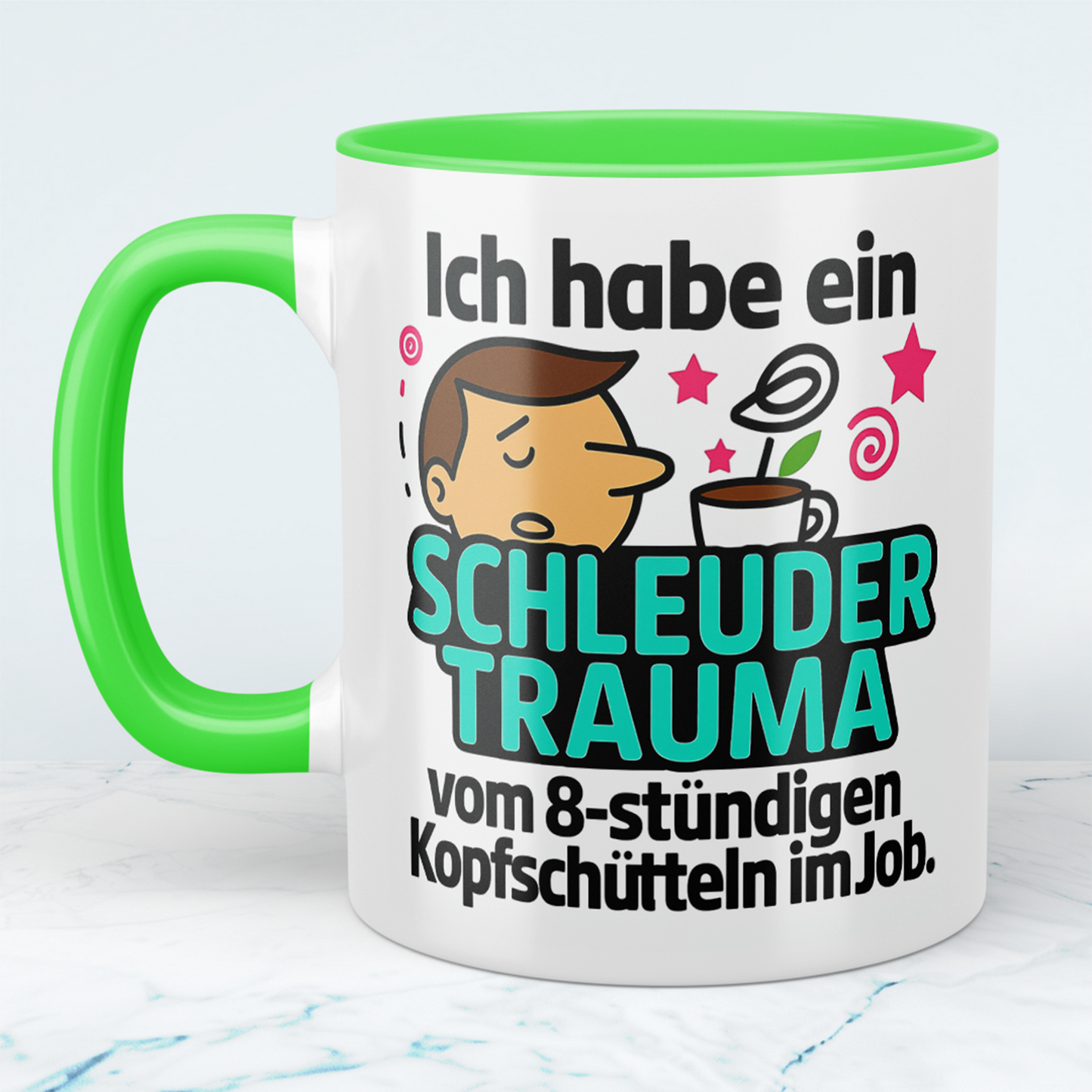Bürohumor in Tassenform: Ich habe ein Schleudertrauma...! - Spass im Büro