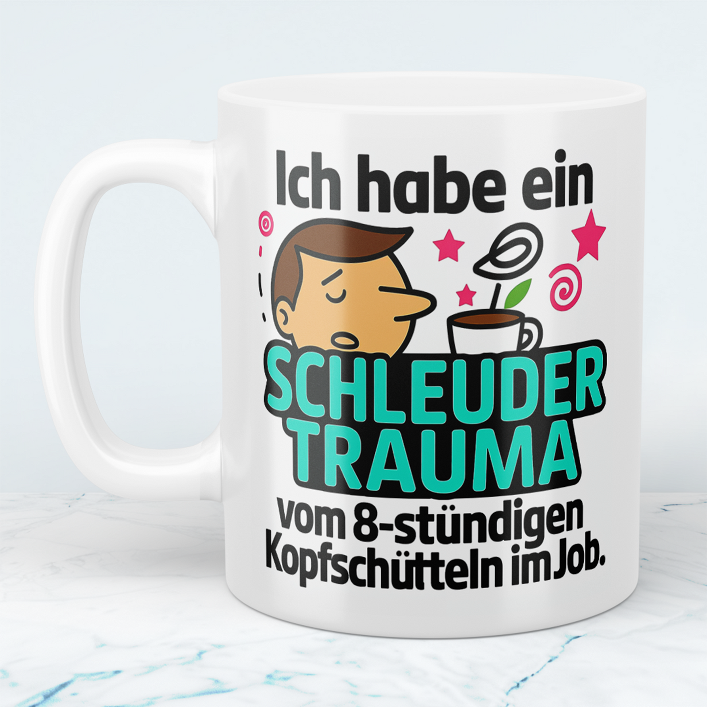 Bürohumor in Tassenform: Ich habe ein Schleudertrauma...! - Spass im Büro