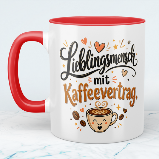 Tasse "Lieblingsmensch mit Kaffeevertrag" – Lustiges Geschenk für Kaffee-Fans