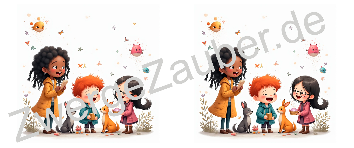 Magische Tiere: Bunte bedruckte Tasse mit lustigen Cartoon-Figuren – Das perfekte Geschenk für Kinder!