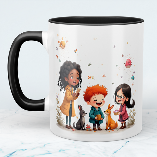 Magische Tiere: Bunte bedruckte Tasse mit lustigen Cartoon-Figuren – Das perfekte Geschenk für Kinder!