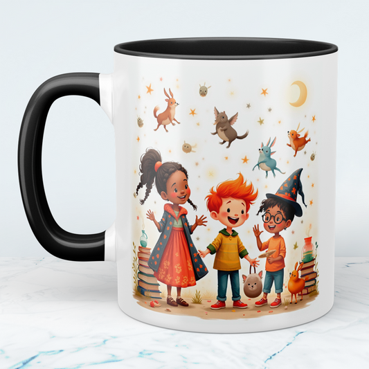 Bedruckte Tasse mit lustigen, magischen Tieren und Figuren – das perfekte Cartoon-Geschenk für Kinder!