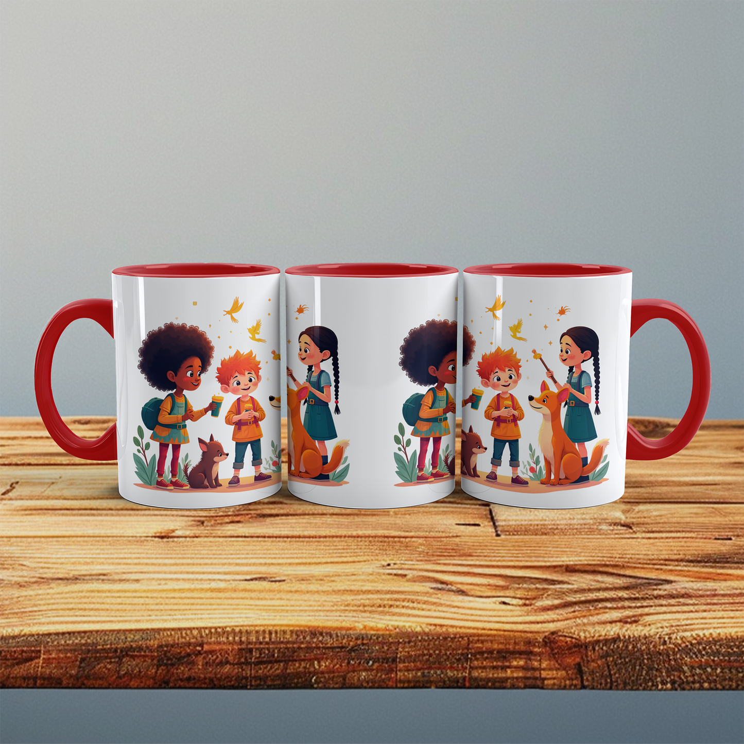 Lustige, bedruckte Tasse mit magischen Tieren und Figuren – das perfekte Geschenk für Kinder!