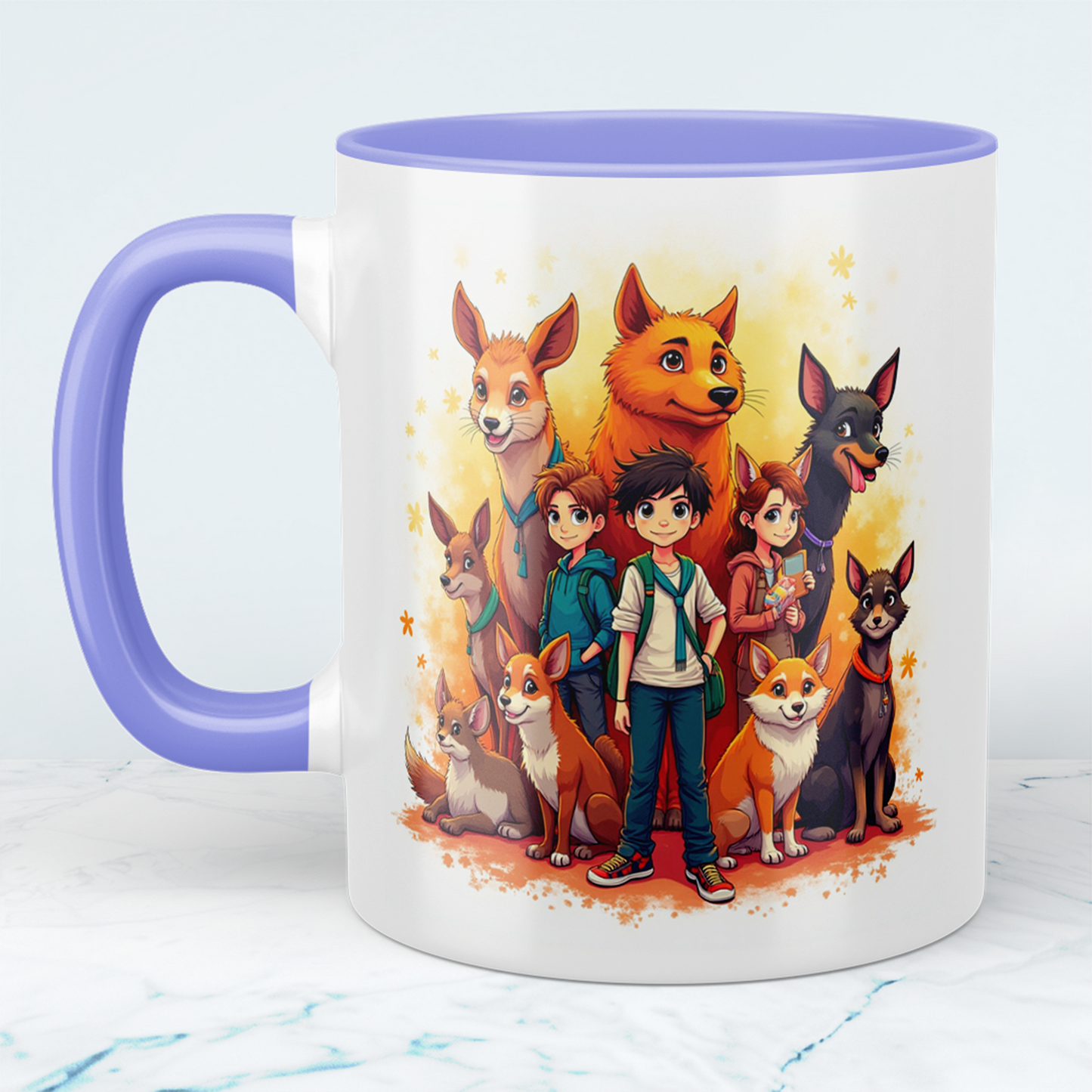 Lustige bedruckte Tasse mit magischen Tieren und Kindern - Perfektes Geschenk für jeden Anlass!