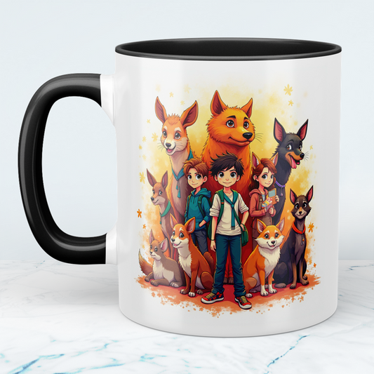 Lustige bedruckte Tasse mit magischen Tieren und Kindern - Perfektes Geschenk für jeden Anlass!