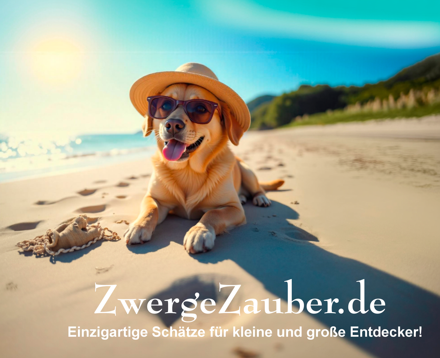 Hochwertiges Mauspad – Lustiger Hund mit Sonnenbrille und Hut am Strand – Perfekt für Strandliebhaber und Hundefans ZwergeZauber.de