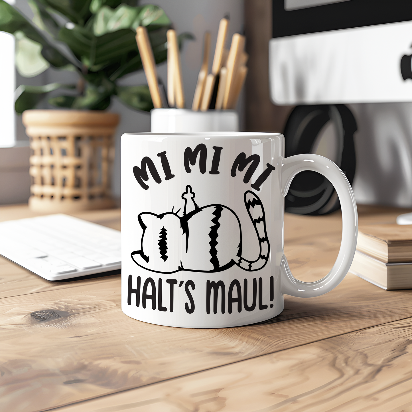 Mug with print MI MI MI Shut Up Cat, sublimation print, cup size 11oz (330 ml), funny saying, various colors available