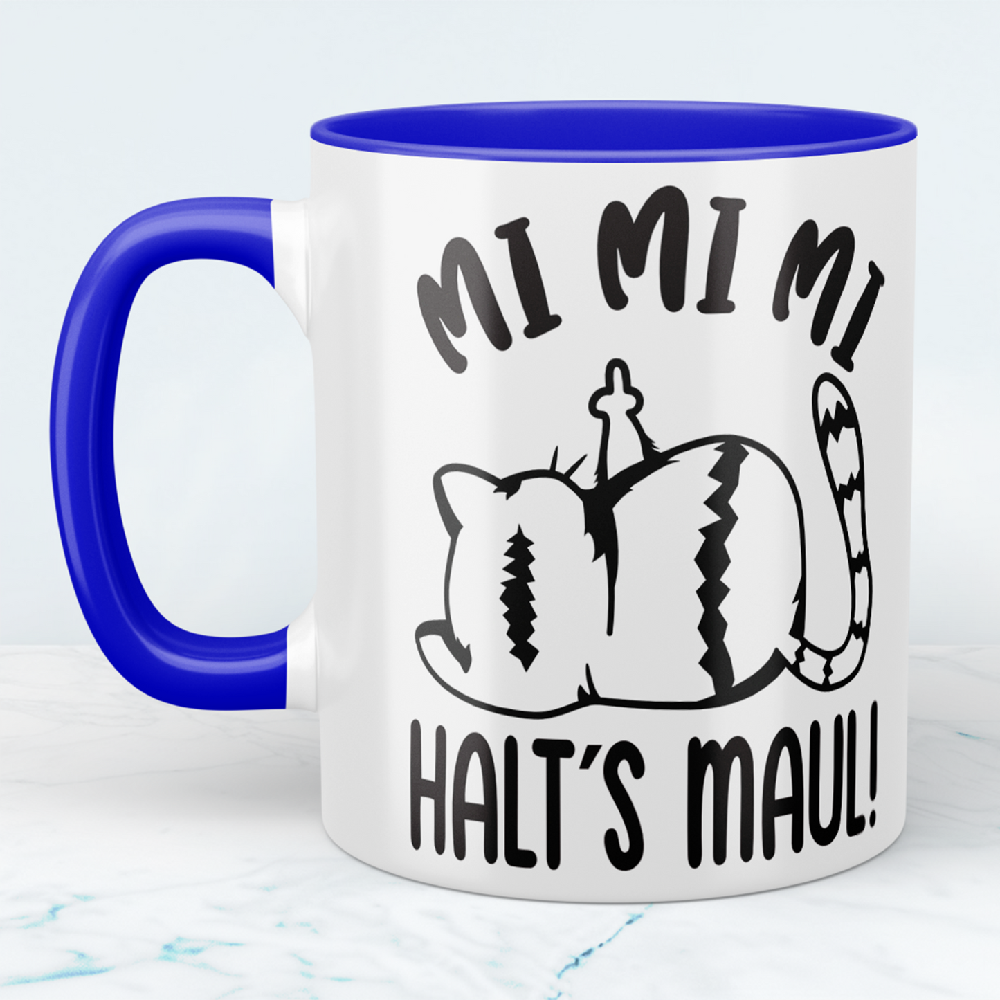 Mug with print MI MI MI Shut Up Cat, sublimation print, cup size 11oz (330 ml), funny saying, various colors available