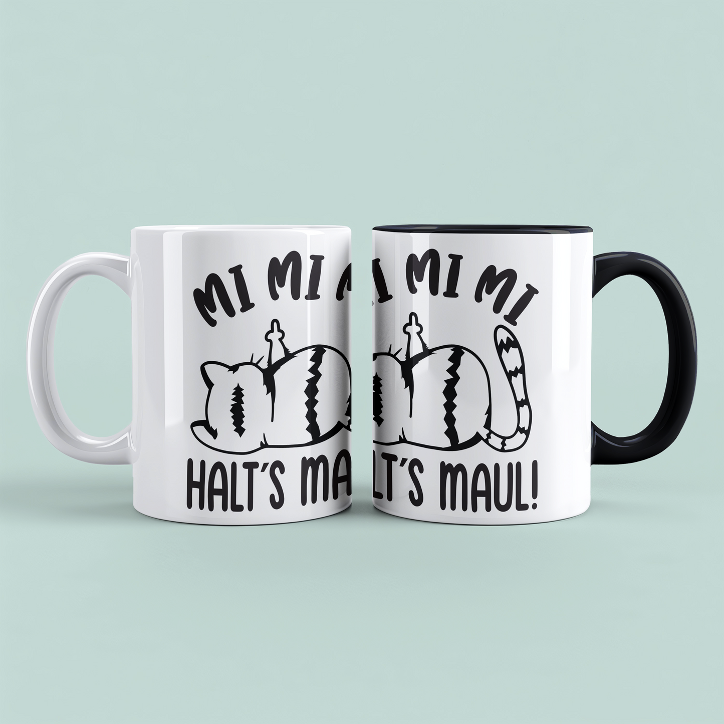 Mug with print MI MI MI Shut Up Cat, sublimation print, cup size 11oz (330 ml), funny saying, various colors available