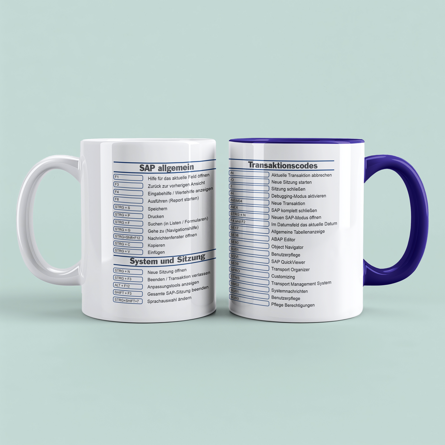 SAP ShortCuts Vorlage - Digitaler Download, lustige Tassen, Mockup Becher, Kaffeetassen, Sofort Drucken und Tasse erstellen