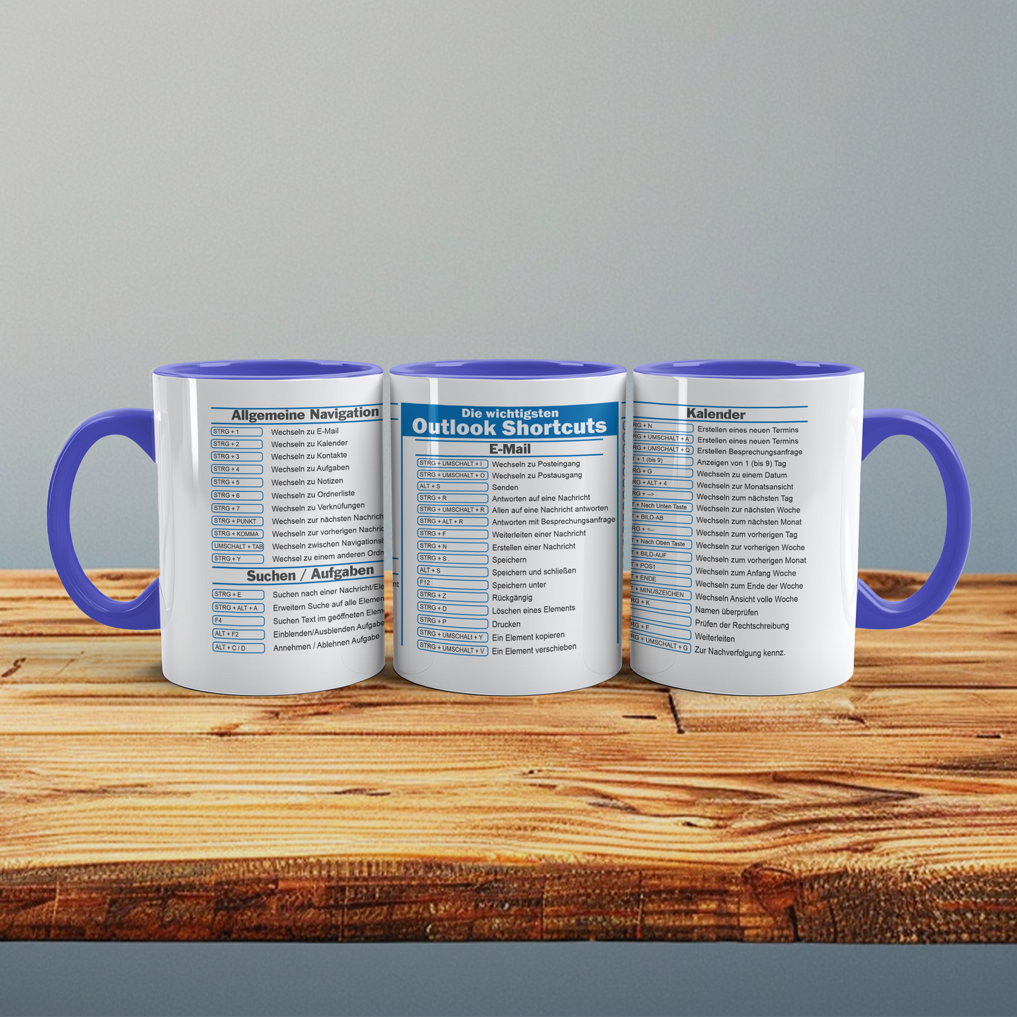 Outlook ShortCuts Vorlage - Digitaler Download, lustige Tassen, Mockup Becher, Kaffeetassen, Sofort Drucken und Tasse erstellen