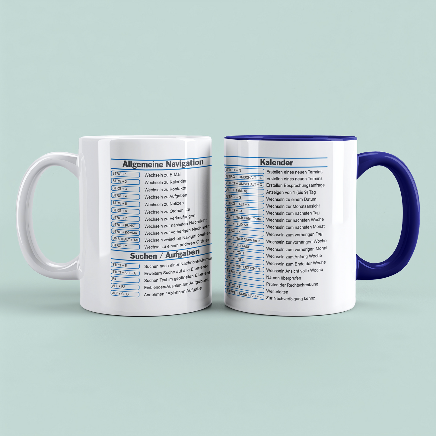 Outlook ShortCuts Vorlage - Digitaler Download, lustige Tassen, Mockup Becher, Kaffeetassen, Sofort Drucken und Tasse erstellen