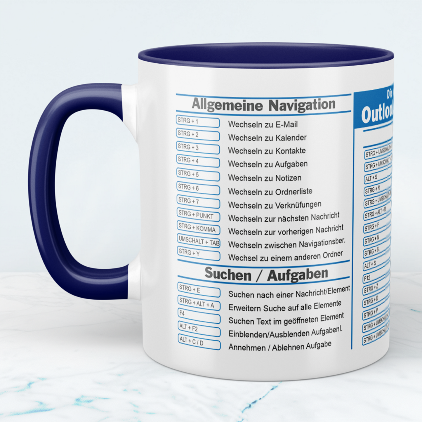 Printed mug with Outlook Shortcuts shortcuts, gift for colleagues