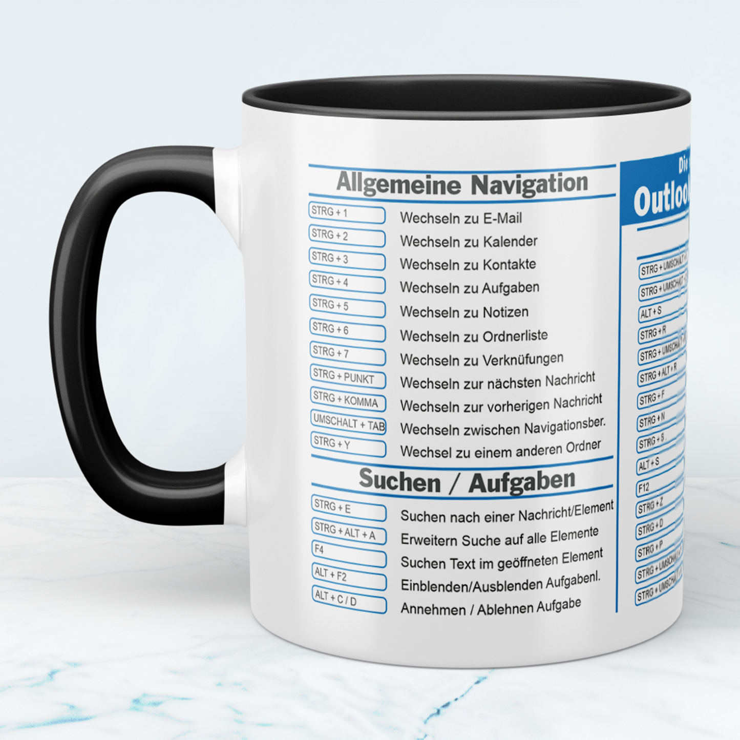 Outlook ShortCuts Vorlage - Digitaler Download, lustige Tassen, Mockup Becher, Kaffeetassen, Sofort Drucken und Tasse erstellen