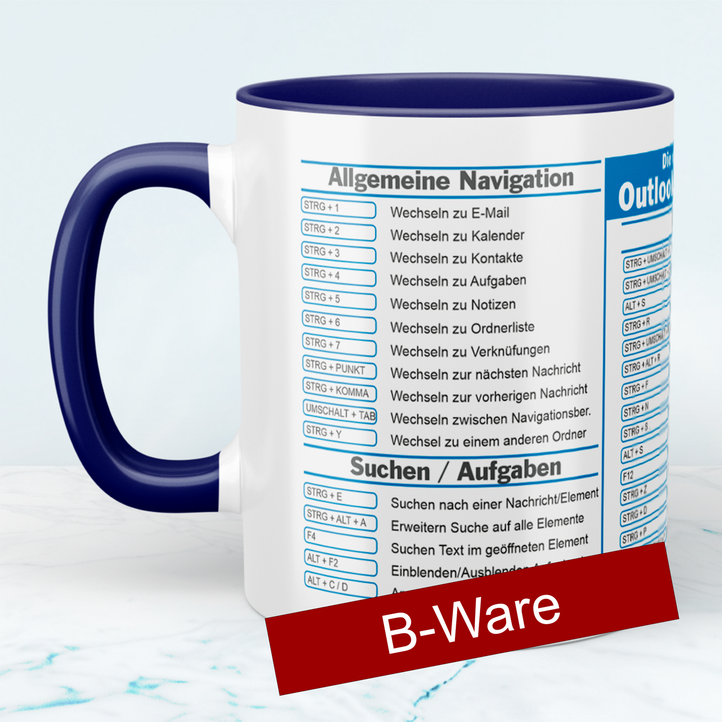 Printed mug with Outlook Shortcuts shortcuts, gift for colleagues
