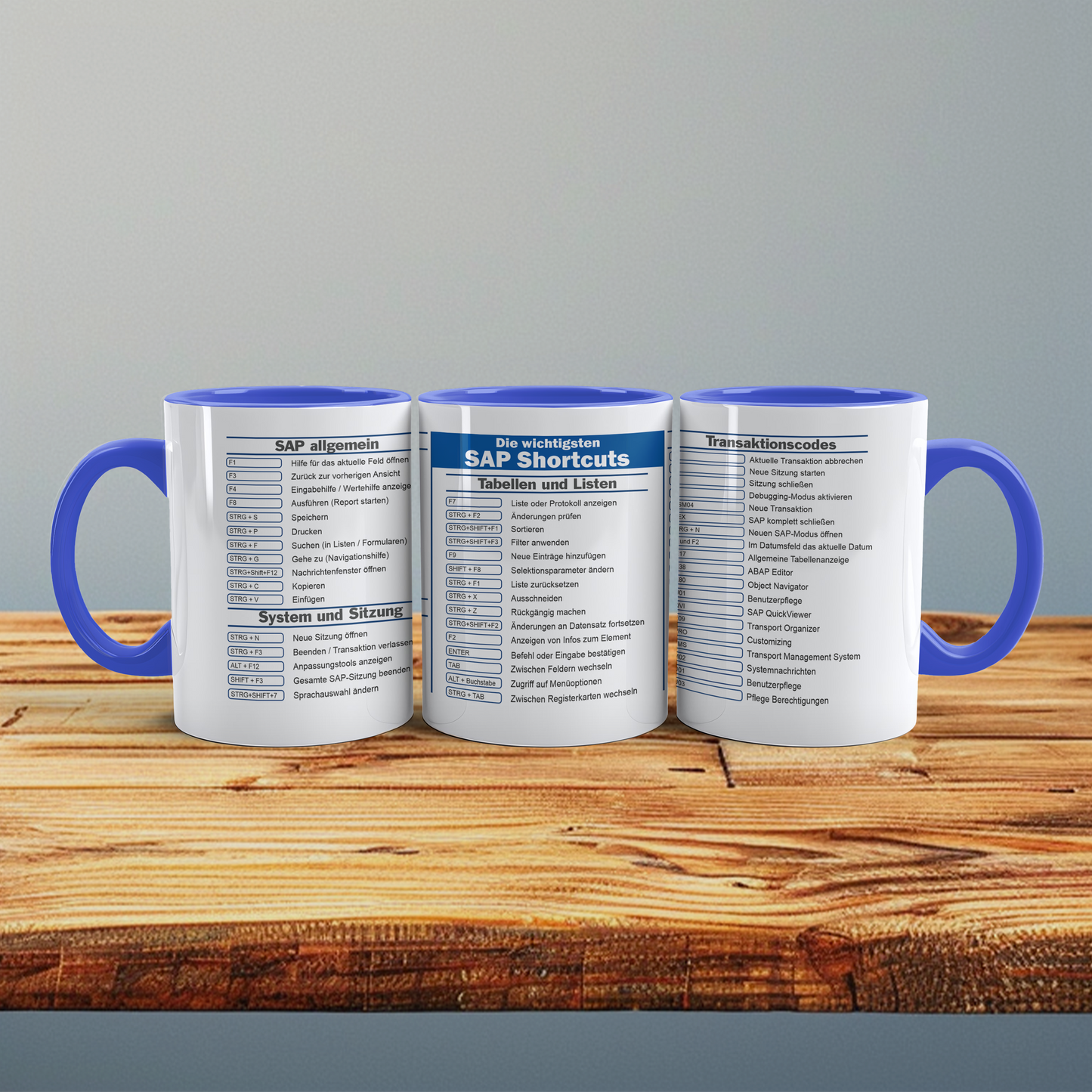 SAP ShortCuts Vorlage - Digitaler Download, lustige Tassen, Mockup Becher, Kaffeetassen, Sofort Drucken und Tasse erstellen