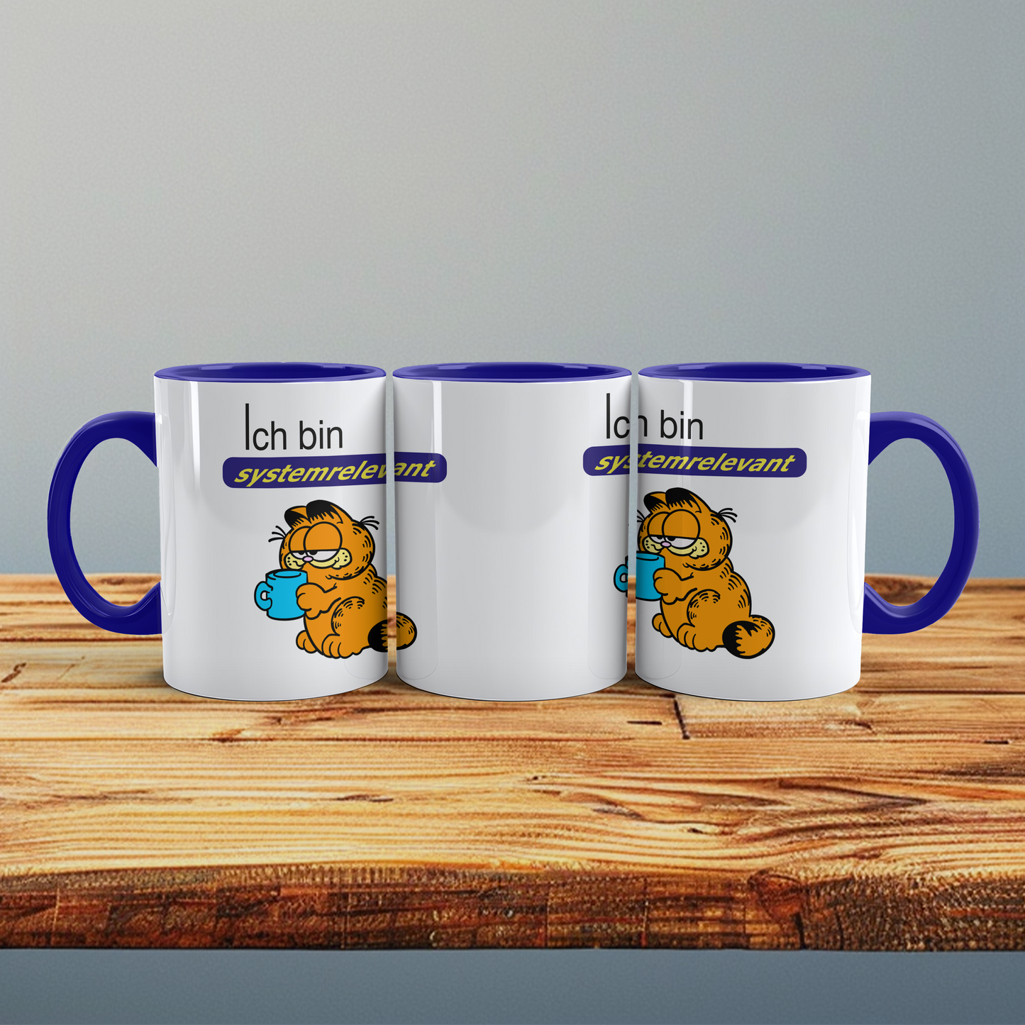 Tasse mit Aufdruck Ich bin systemrelevant, Garfield,  Sublimationsaufdruck, Größe 11oz (330 ml), lustiger Spruch, versch. Farben auswählbar