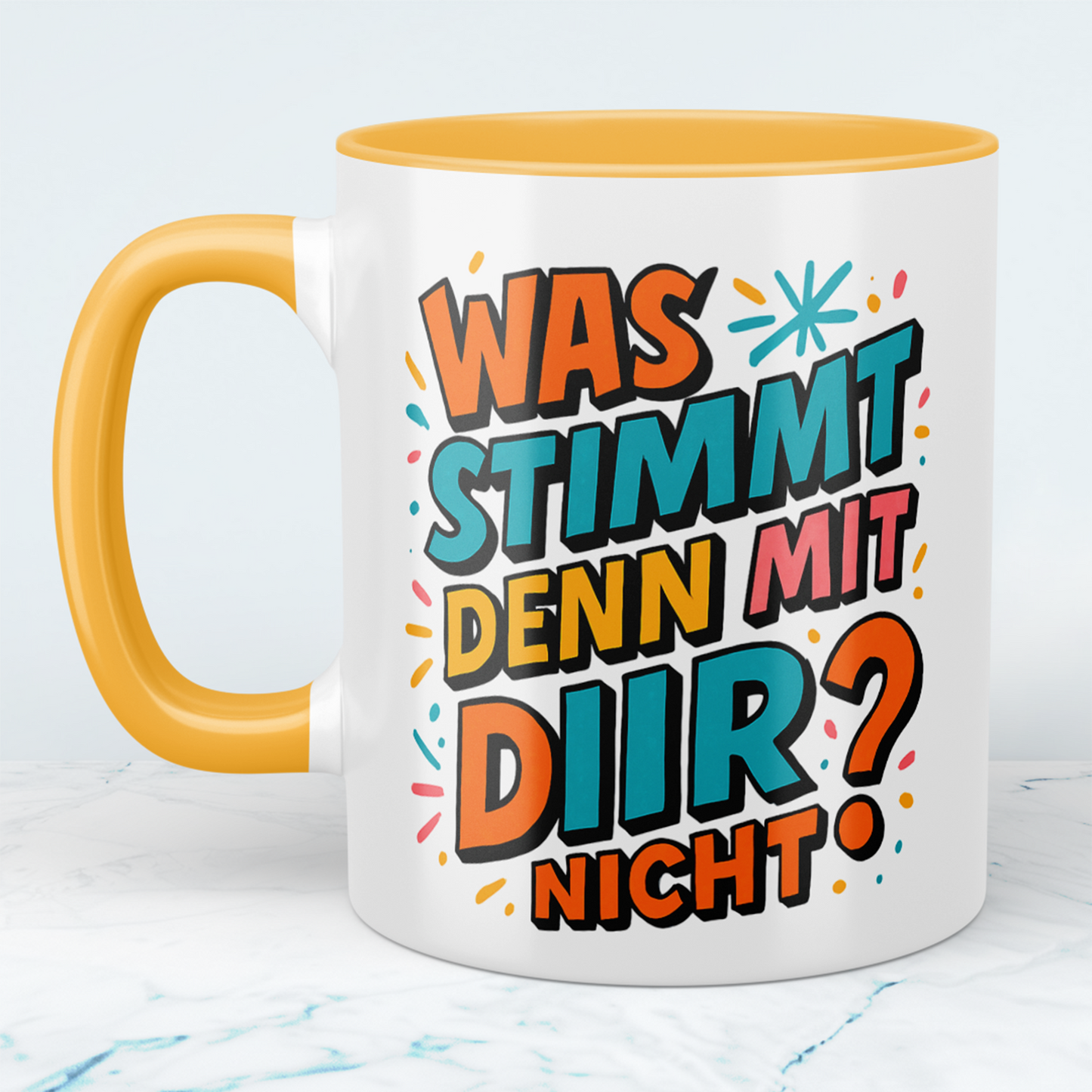 Humorvolle Kollegen-Tasse: 'Was stimmt mit DIR nicht?' – Die perfekte Geschenkidee für den Büro-Spaß!