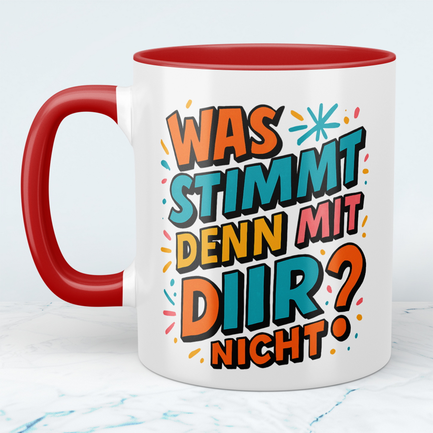 Humorvolle Kollegen-Tasse: 'Was stimmt mit DIR nicht?' – Die perfekte Geschenkidee für den Büro-Spaß!