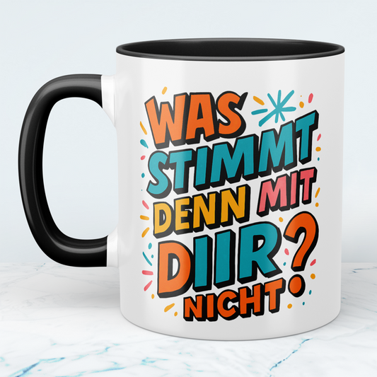 Humorvolle Kollegen-Tasse: 'Was stimmt mit DIR nicht?' – Die perfekte Geschenkidee für den Büro-Spaß!
