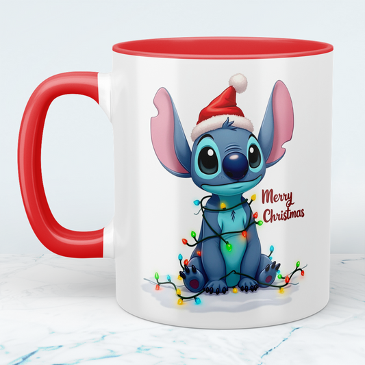 Lustige bedruckte Weihnachtstasse mit Stitch – „Merry Christmas“ – das perfekte Geschenk für Disney-Fans!
