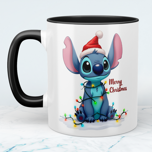 Lustige bedruckte Weihnachtstasse mit Stitch – „Merry Christmas“ – das perfekte Geschenk für Disney-Fans!