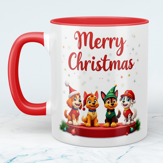 Lustige bedruckte Weihnachtstasse „Merry Christmas“ mit Paw Patrol – das perfekte Geschenk für kleine Fans!