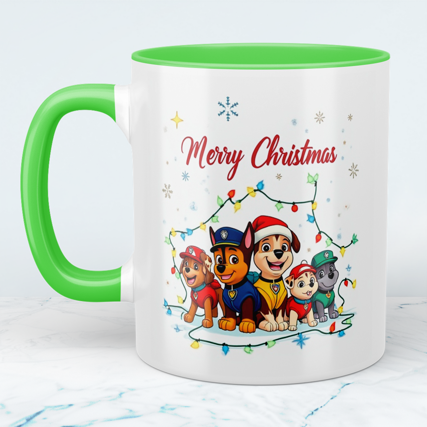 Paw Patrol Weihnachtsbecher – bedruckte Tasse, ideales Geschenk für Weihnachtsfreunde, Merry Christmas!