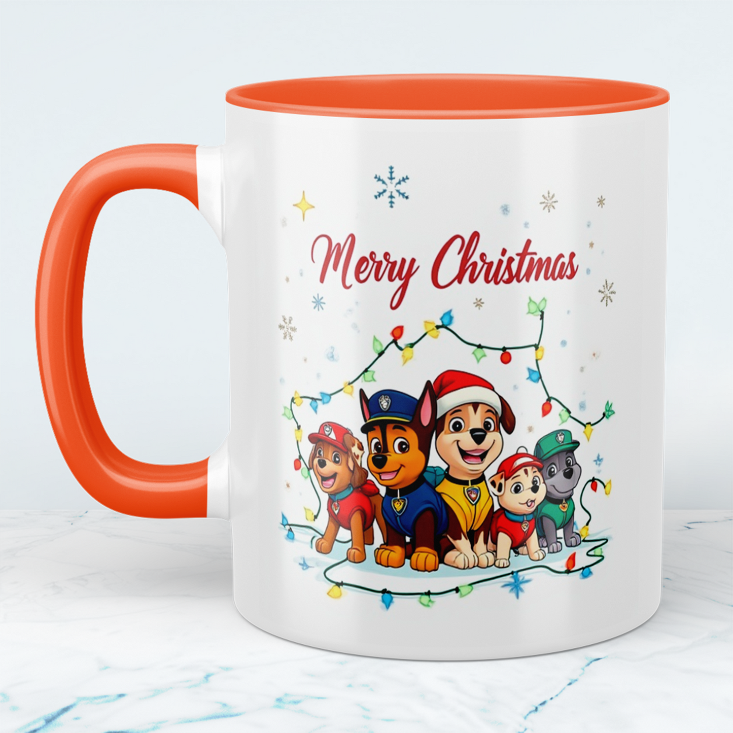 Paw Patrol Weihnachtsbecher – bedruckte Tasse, ideales Geschenk für Weihnachtsfreunde, Merry Christmas!