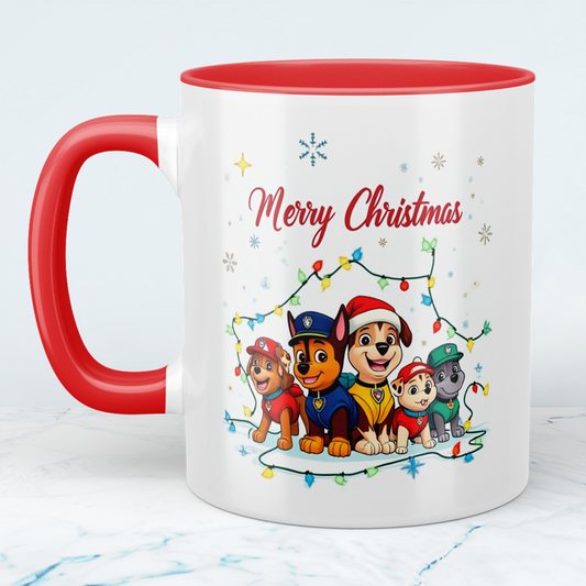 Paw Patrol Weihnachtsbecher – bedruckte Tasse, ideales Geschenk für Weihnachtsfreunde, Merry Christmas!