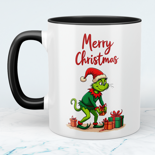 Grinch Merry Christmas Tasse – humorvolle, bedruckte Tasse, perfektes Geschenk für Weihnachten!