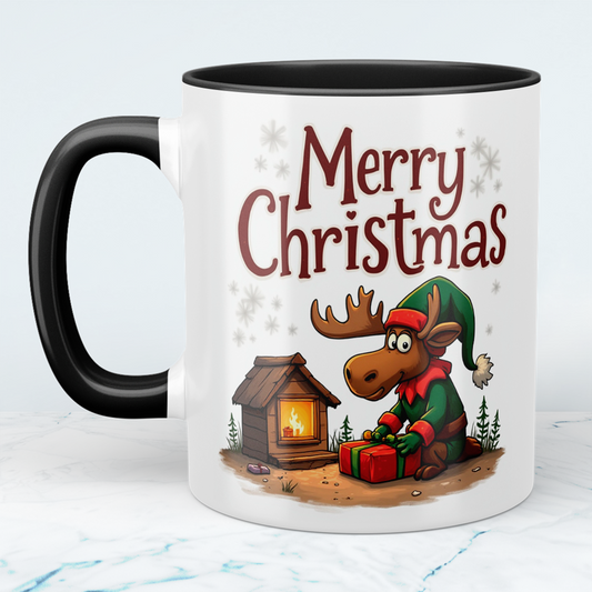 Merry Christmas Elch Tasse – witzige bedruckte Tasse, ideales Geschenk für die festliche Saison!