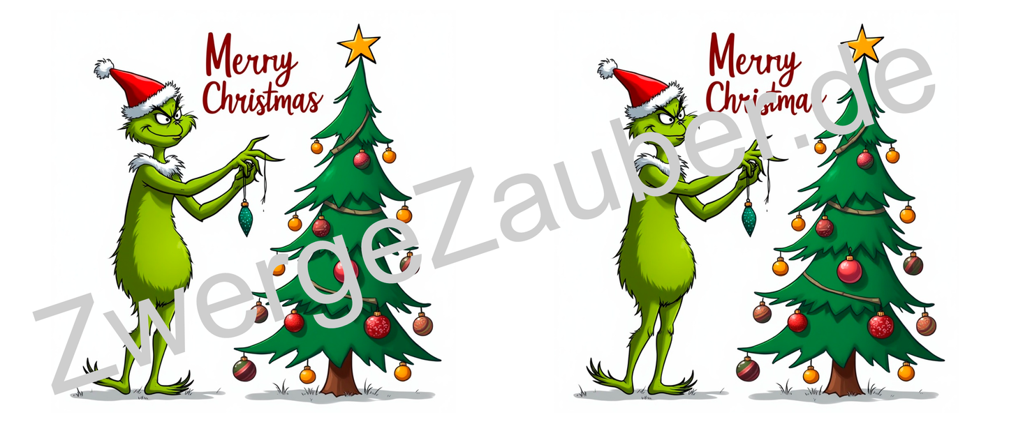 Lustige Weihnachts-Tasse mit Grinch, der den Weihnachtsbaum schmückt – tolles Geschenk zu Weihnachten!