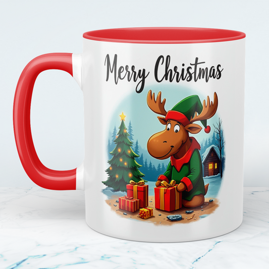 Lustiger Weihnachtselch Becher – bedruckte Tasse mit „Merry Christmas“, das perfekte Geschenk!