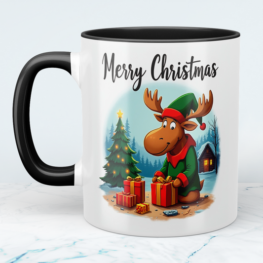 Lustiger Weihnachtselch Becher – bedruckte Tasse mit „Merry Christmas“, das perfekte Geschenk!