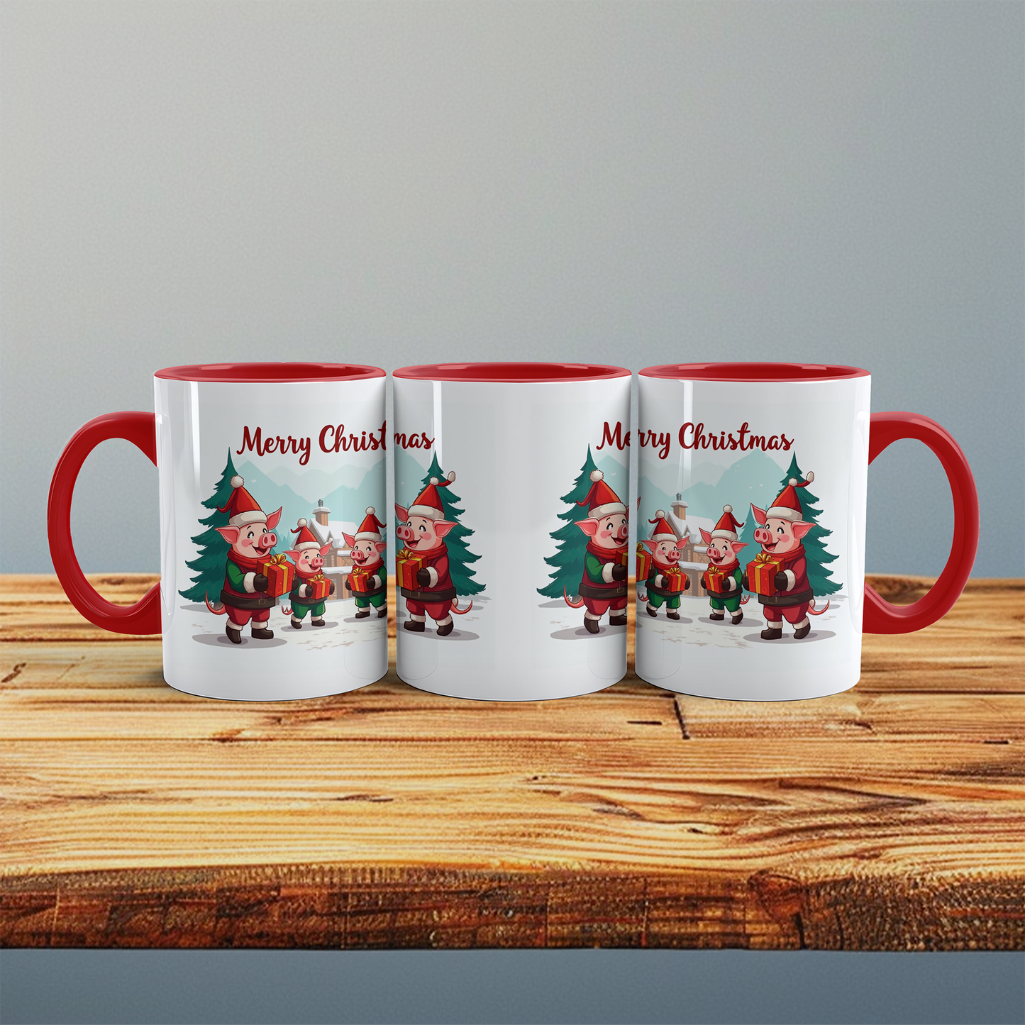 Lustige bedruckte Weihnachts-Tasse im Minecraft Design mit witzigen Schweinen – Perfektes Geschenk!