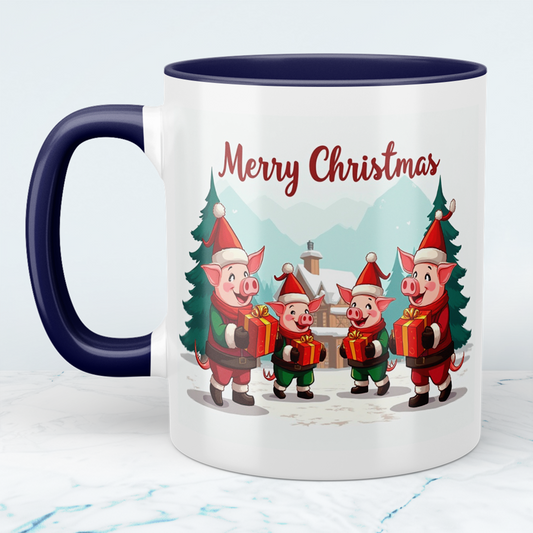 Lustige bedruckte Weihnachts-Tasse im Minecraft Design mit witzigen Schweinen – Perfektes Geschenk!