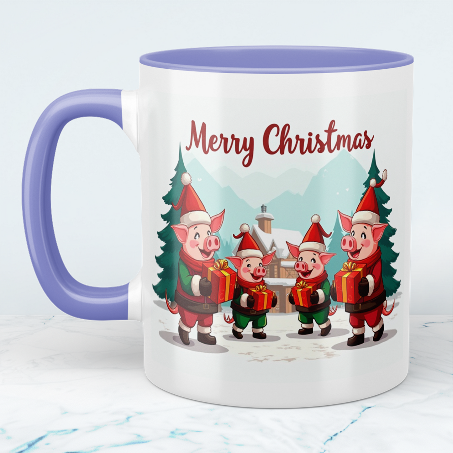 Lustige bedruckte Weihnachts-Tasse im Minecraft Design mit witzigen Schweinen – Perfektes Geschenk!