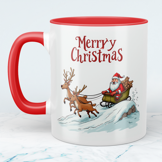 Lustige Weihnachts-Tasse mit Weihnachtsmann, Rentieren & Schlitten – Perfektes Geschenk!