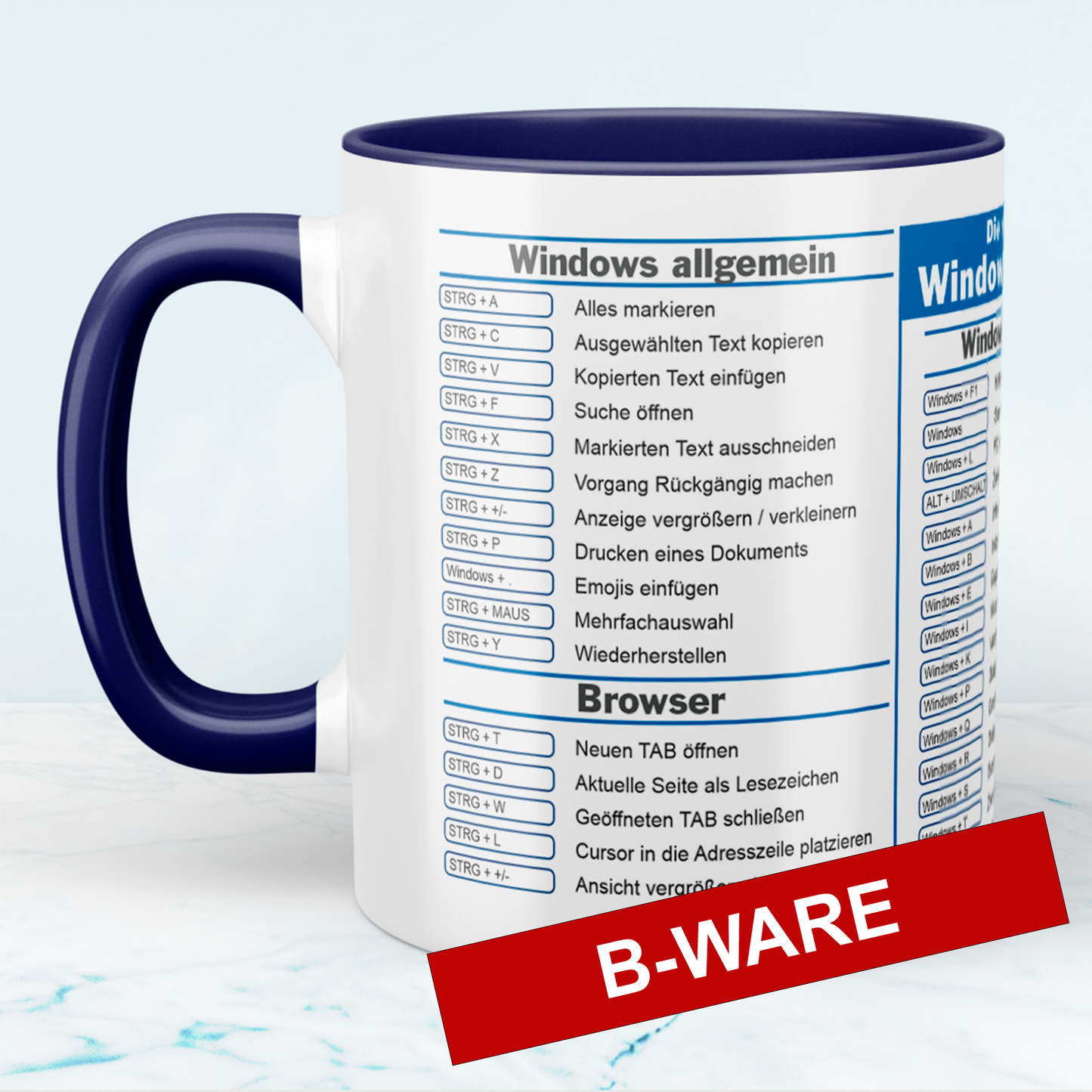 Mug with Windows Shortcuts, Printed Coffee Mug, Office Gadget