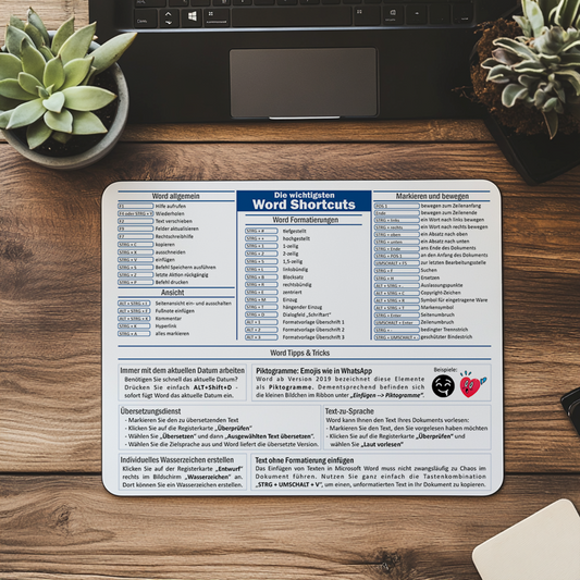 Word Mauspad mit Shortcuts – Tipps & Kurzbefehle für mehr Produktivität
