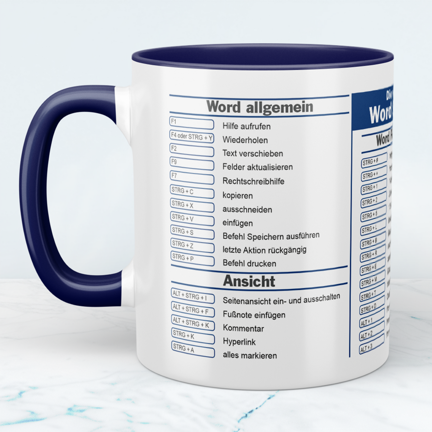 TOP-Angebot: Word - Tasse und Word Mauspad mit Shortcuts als Bundle, ideal für Word-Freaks