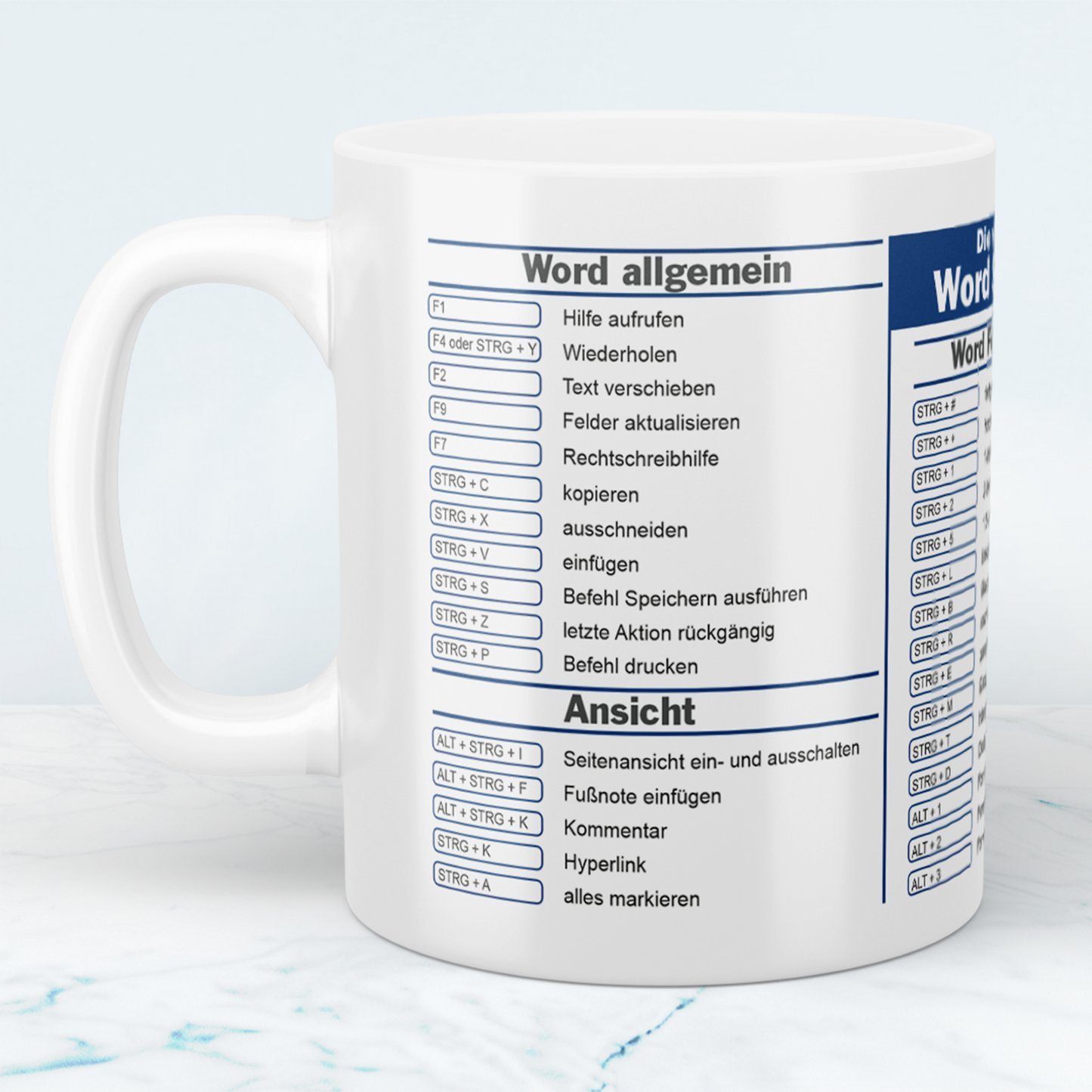 TOP-Angebot: Word - Tasse und Word Mauspad mit Shortcuts als Bundle, ideal für Word-Freaks